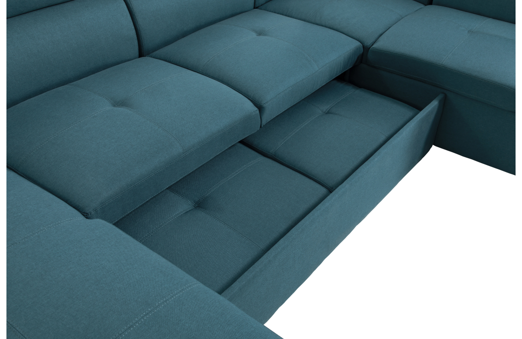 Canapé d'Angle Panoramique PAOLA Convertible en Tissu
