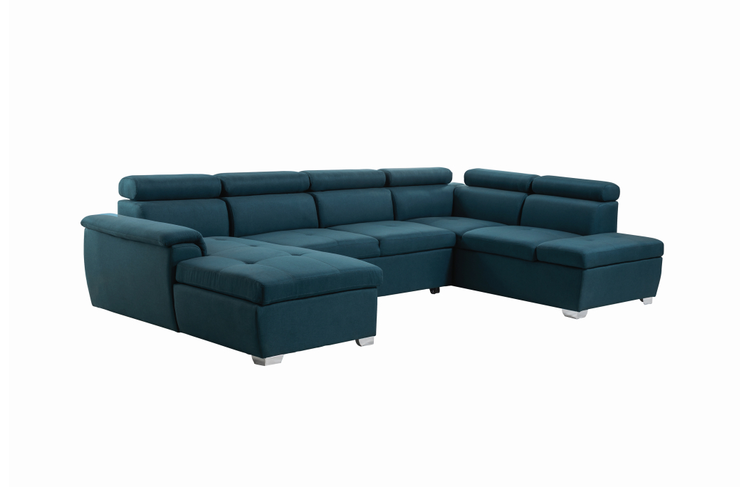Canapé d'Angle Panoramique PAOLA Convertible en Tissu
