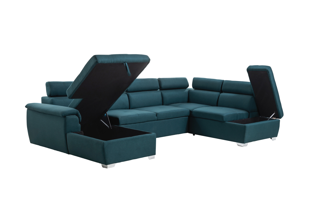 Canapé d'Angle Panoramique PAOLA Convertible en Tissu