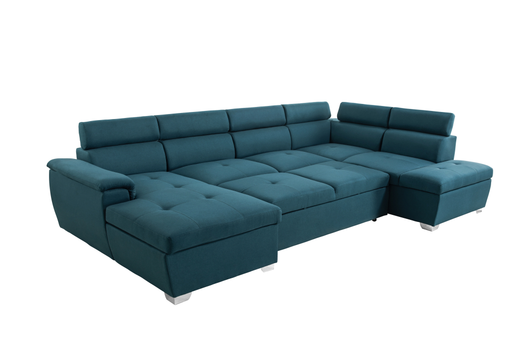 Canapé d'Angle Panoramique PAOLA Convertible en Tissu