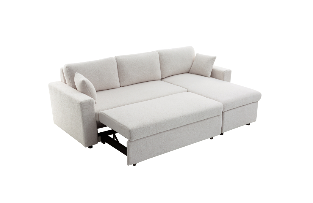 MARIA - Canapé d'angle réversible, convertible en tissu bouclettes