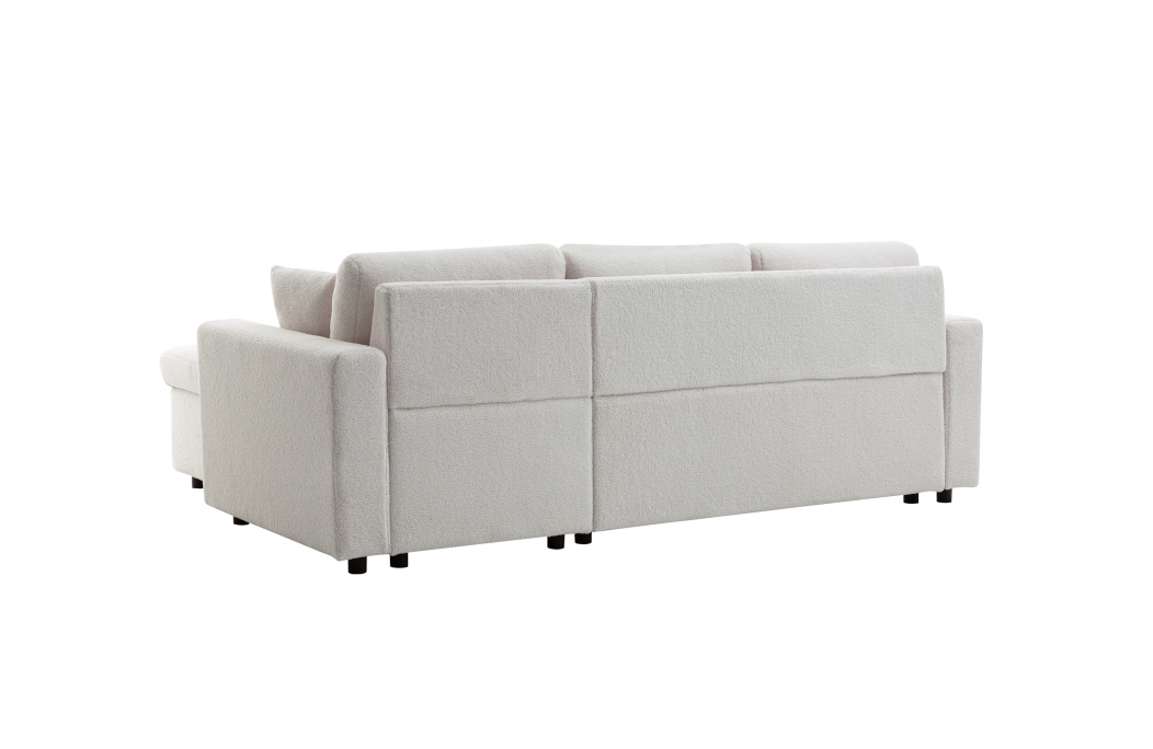 MARIA - Canapé d'angle réversible, convertible en tissu bouclettes