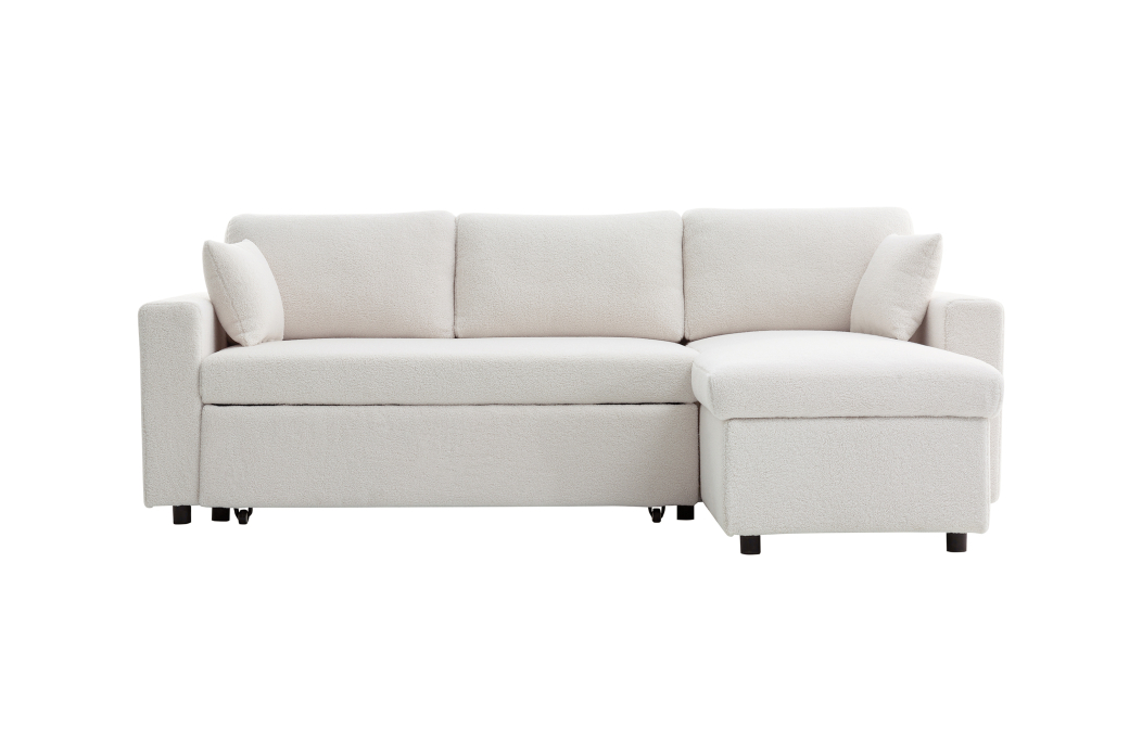 MARIA - Canapé d'angle réversible, convertible en tissu bouclettes