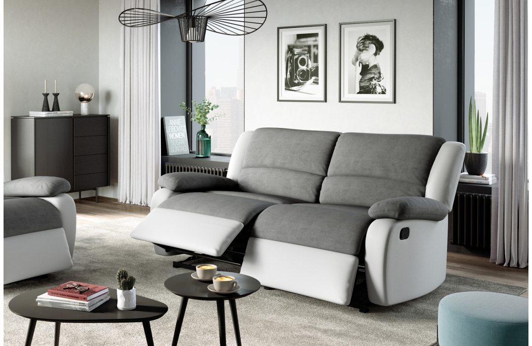 Canapé de relaxation 3 places 2 relax DETENTE en microfibre et simili