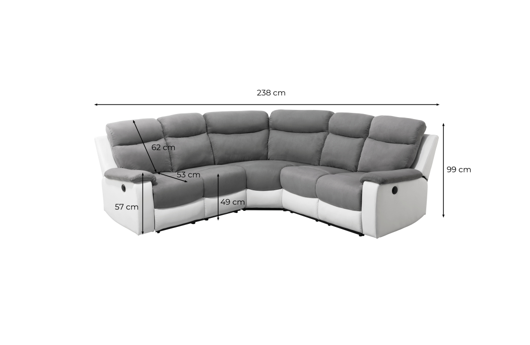 OSCAR - Canapé de relaxation électrique panoramique 6 places en microfibre et simili