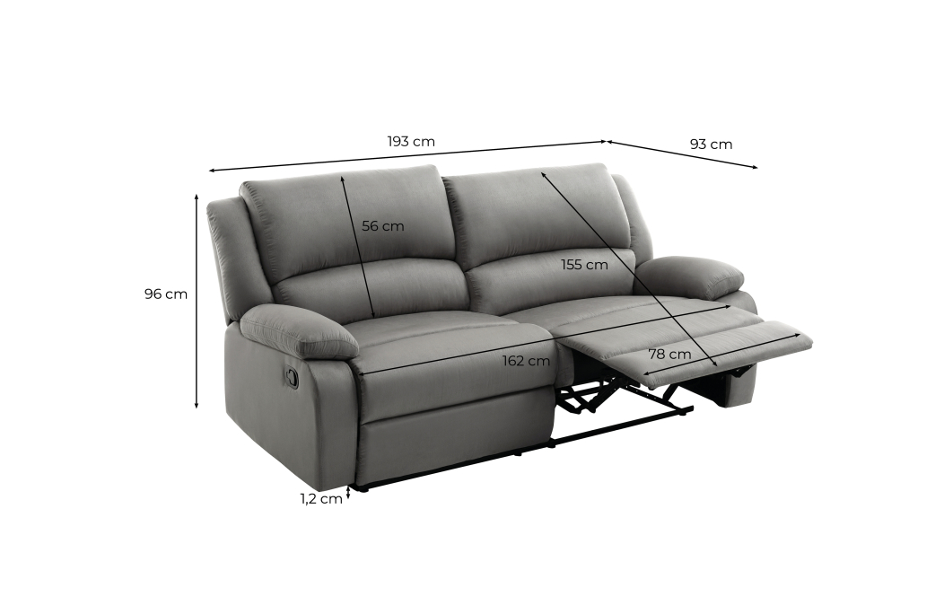 Canapé de relaxation avec 2 assises XXL DETENTE en microfibre