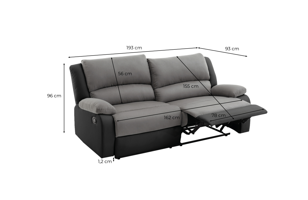 Canapé de relaxation avec 2 assises XXL DETENTE en microfibre et simili
