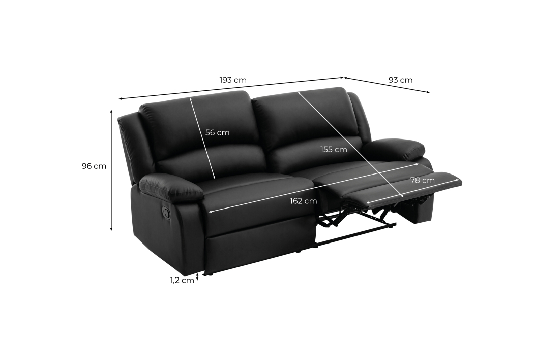 Canapé de relaxation avec 2 assises XXL DETENTE en simili