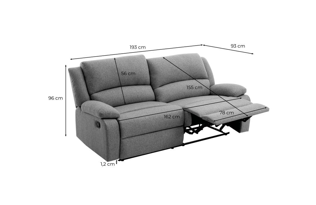 Canapé de relaxation avec 2 assises XXL DETENTE en tissu