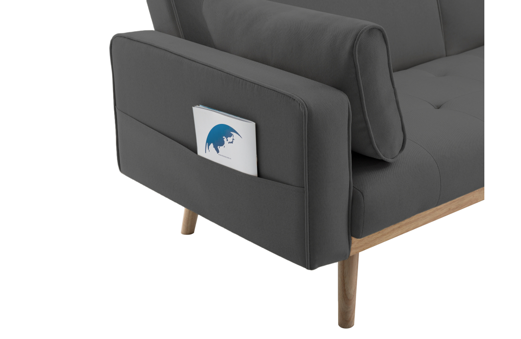 Canapé droit KENT convertible style sandinave 3 places en tissu