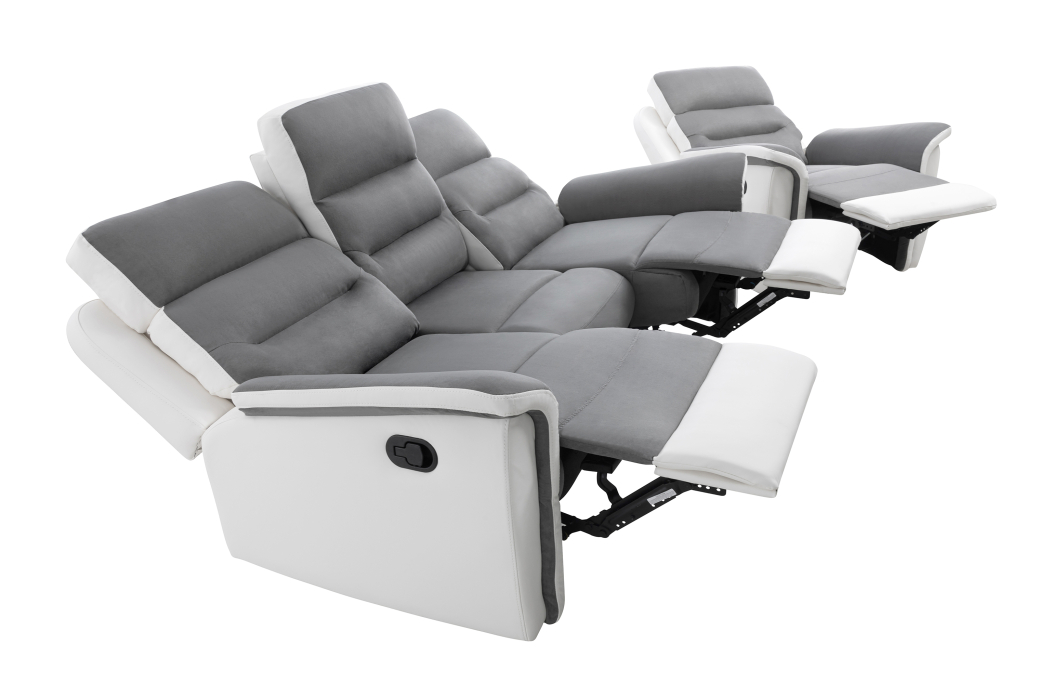 PACK Canapé relax 3 places et 1 fauteuil en PU Blanc et MF Gris