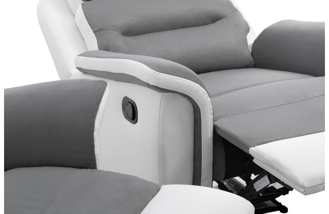 PACK Canapé relax 3 places et 1 fauteuil en PU Blanc et MF Gris