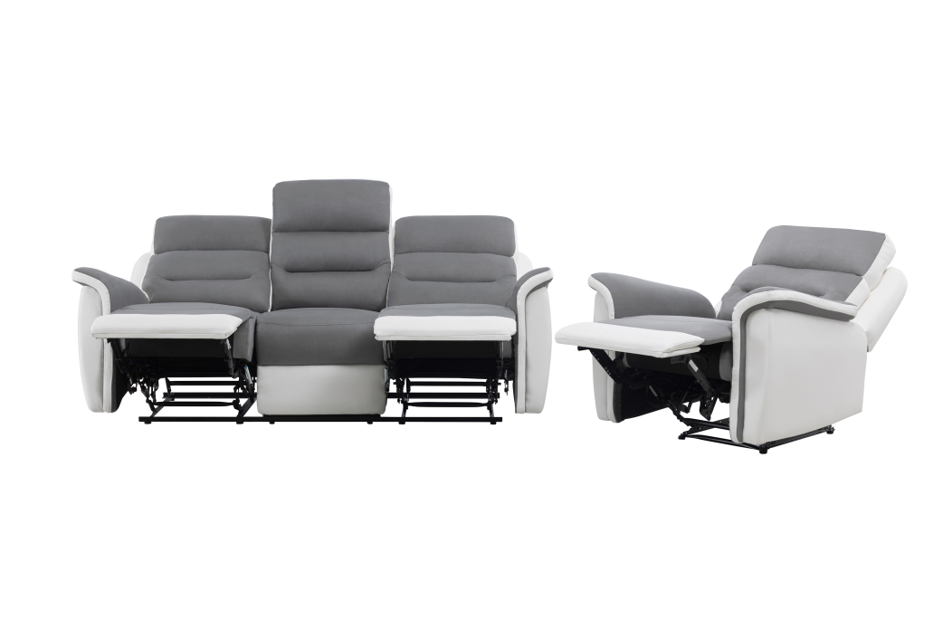 PACK Canapé relax 3 places et 1 fauteuil en PU Blanc et MF Gris