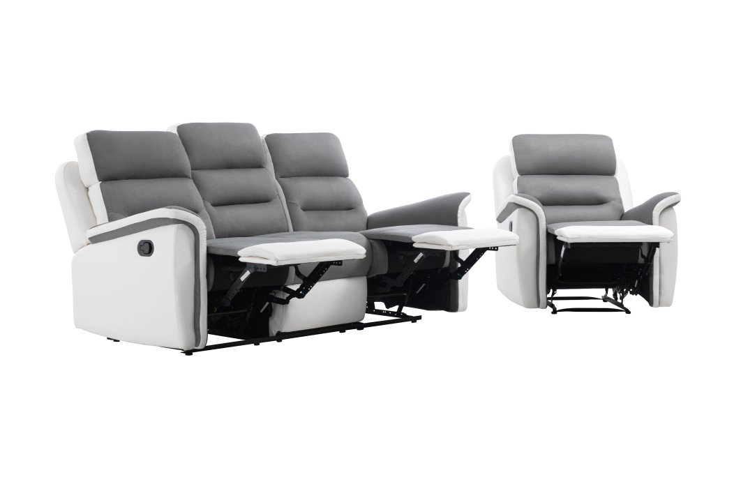 PACK Canapé relax 3 places et 1 fauteuil en PU Blanc et MF Gris