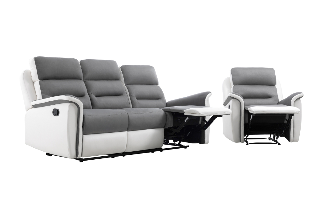 PACK Canapé relax 3 places et 1 fauteuil en PU Blanc et MF Gris