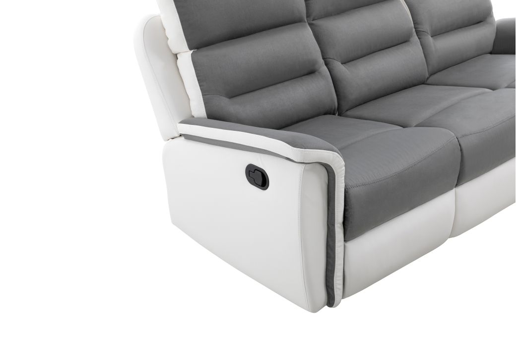 PACK Canapé relax 3 places et 1 fauteuil en PU Blanc et MF Gris