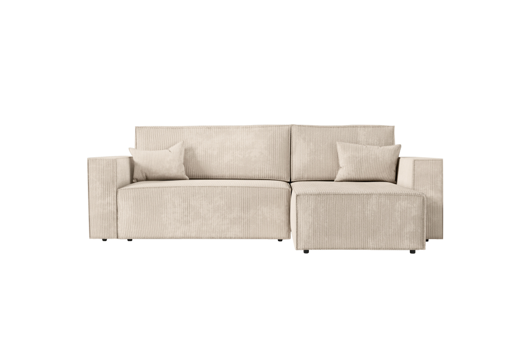 CLARISSE - Canapé d'angle convertible réversible avec coffre en velours côtelé