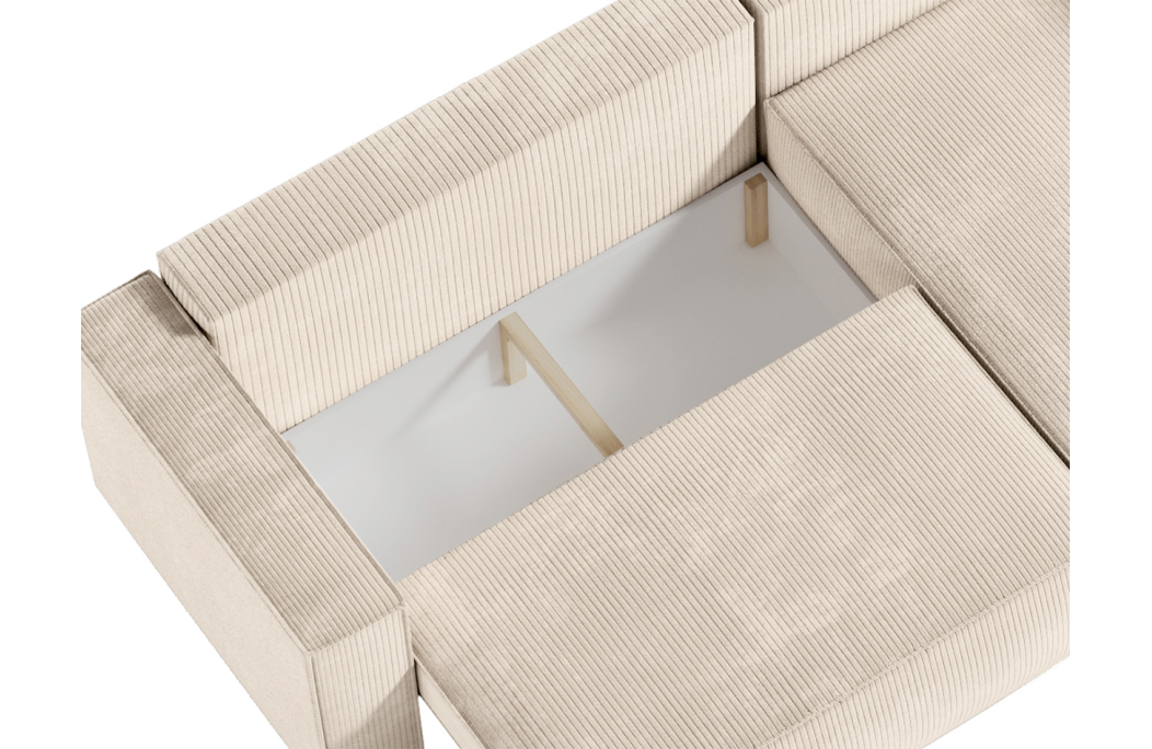 CLARISSE - Canapé d'angle convertible réversible avec coffre en velours côtelé