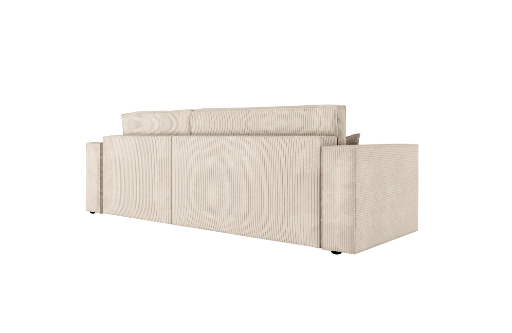 CLARISSE - Canapé d'angle convertible réversible avec pouf en velours côtelé