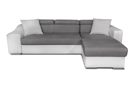 Canapé d'Angle ELONA Convertible en Microfibre et Simili avec poufs