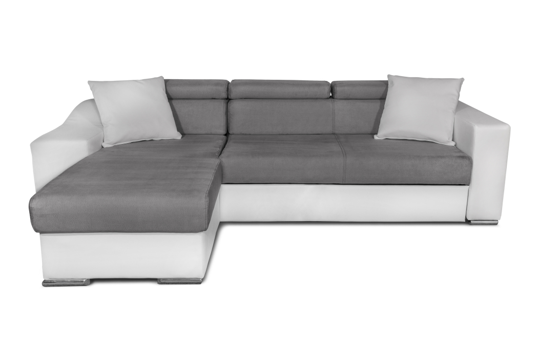 Canapé d'Angle ELONA Convertible en Microfibre et Simili avec poufs