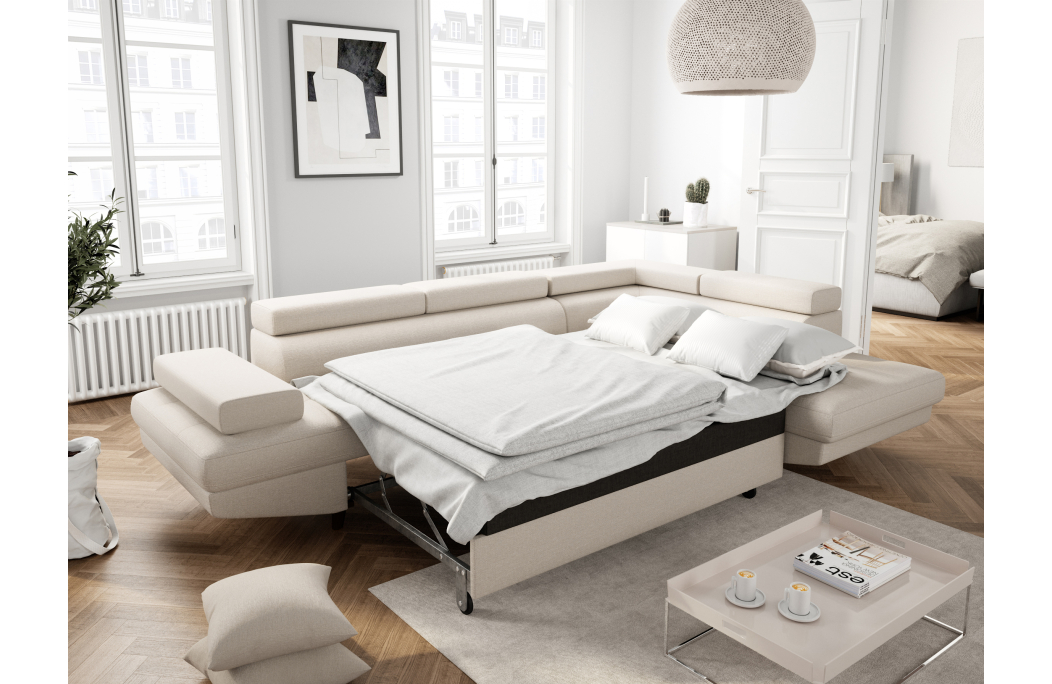 Canapé d'angle RIO Convertible avec coffre en tissu