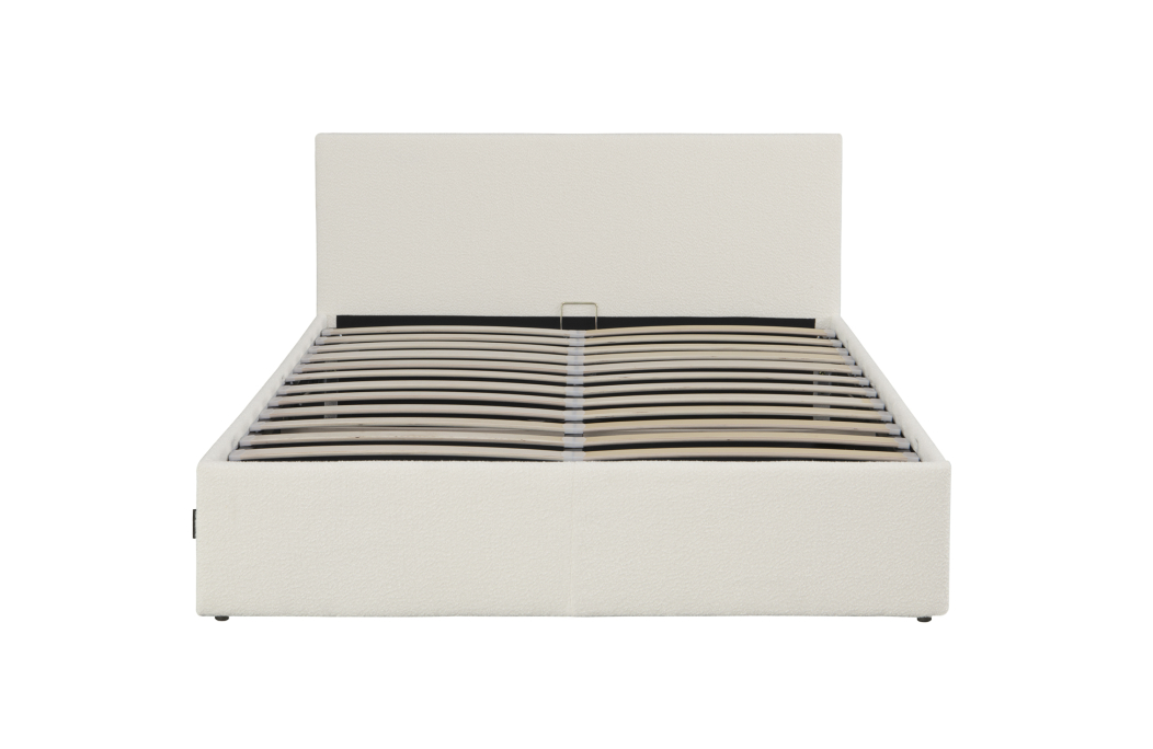 Cadre de lit EDGAR avec coffre de rangement et tête de lit en tissu bouclette
