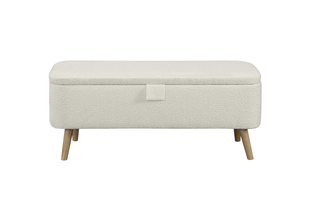 Bout de lit POLY avec coffre de rangement en tissu bouclettes