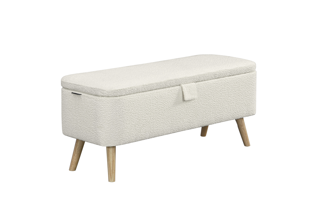 PACO - Bout de lit avec rangement en tissu bouclettes