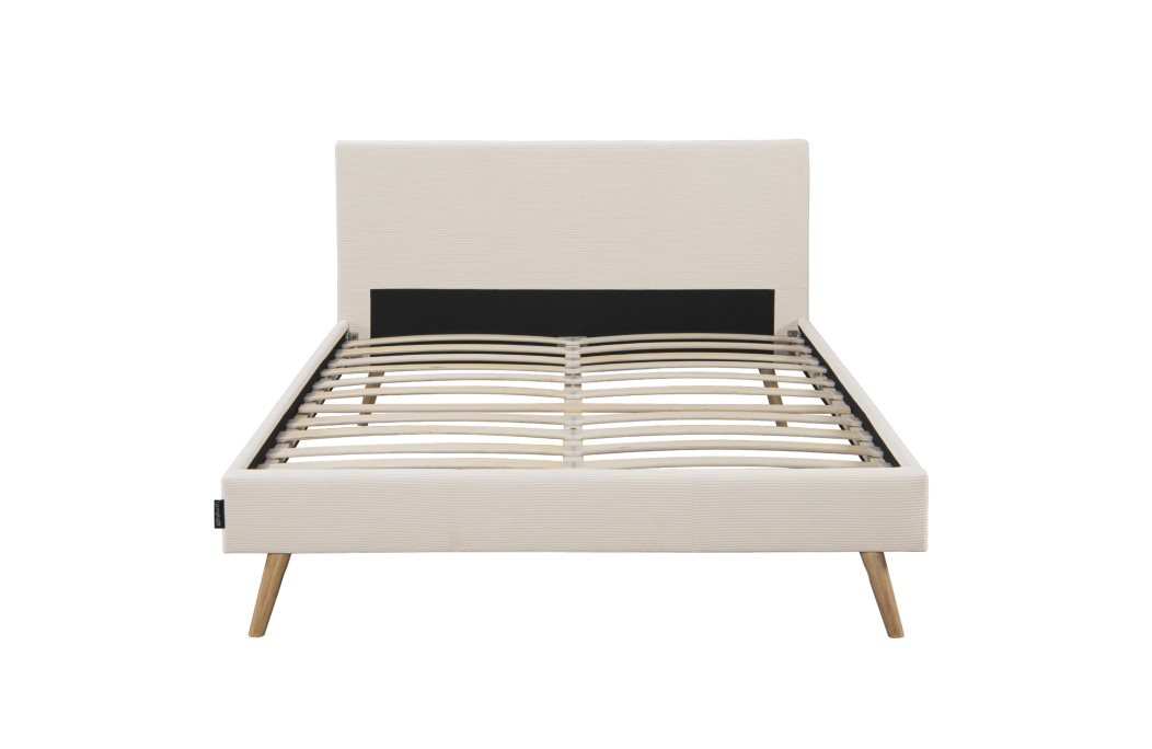 Cadre de lit LODI style scandinave en velours côtelé avec pieds bois