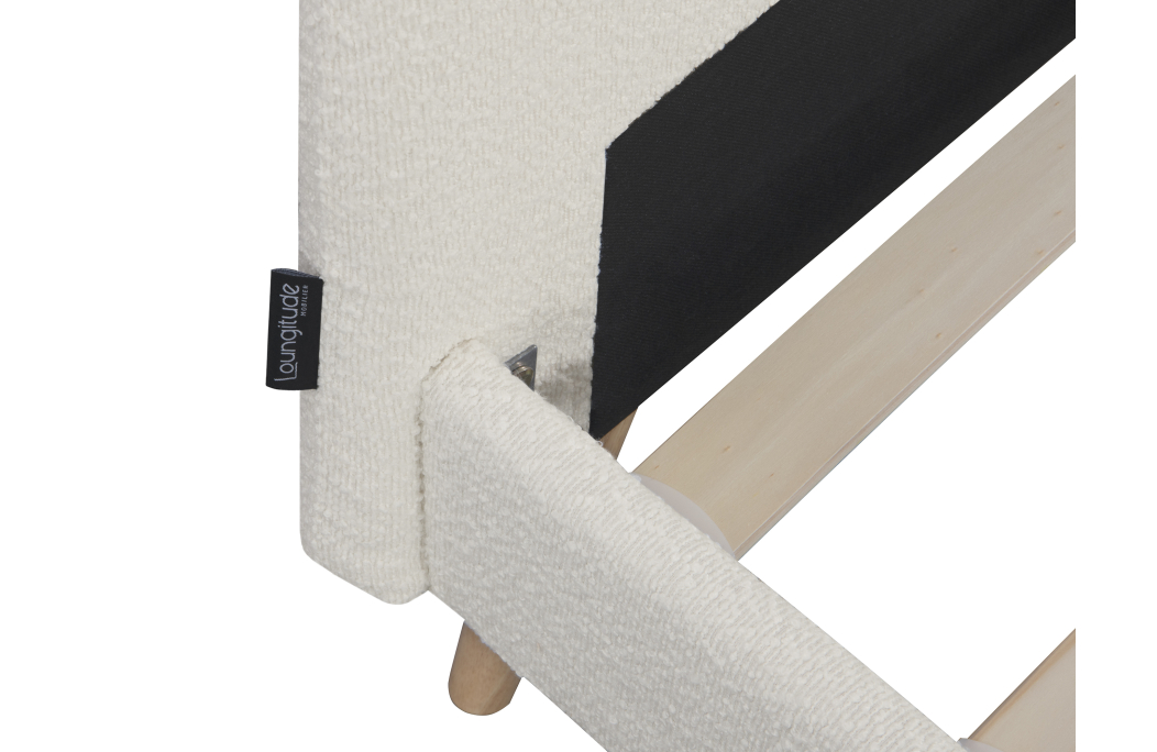 SANDRO - Cadre de lit scandinave avec tête de lit et sommier à lattes en tissu bouclette