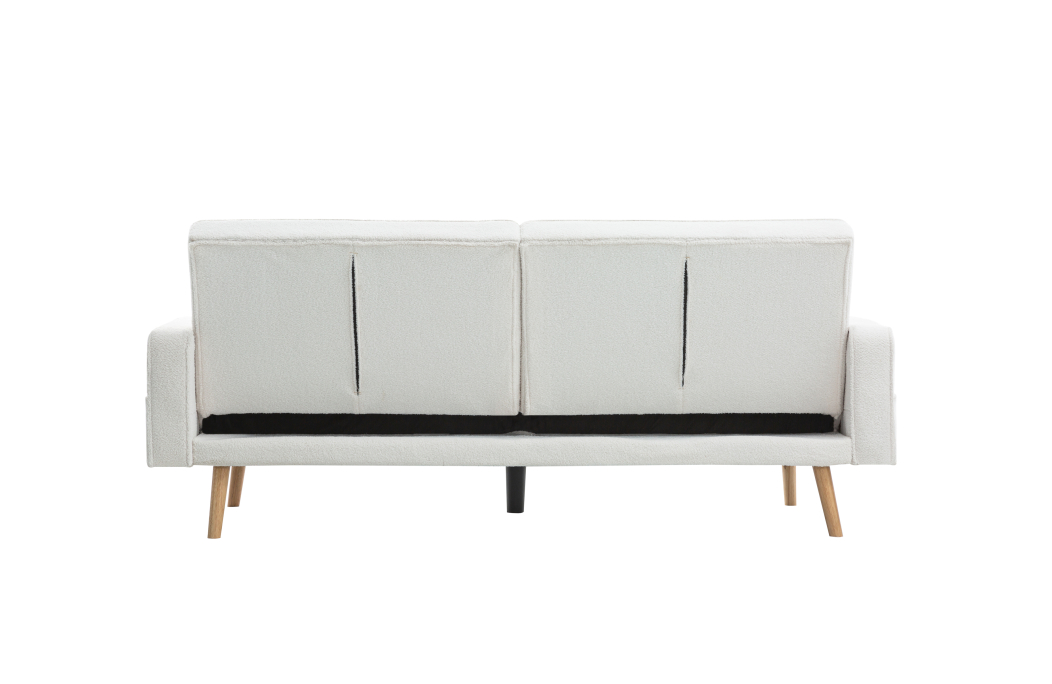 ELGA - Canapé droit 3 places scandinave convertible en tissu bouclette