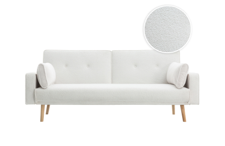 ELGA - Canapé droit 3 places scandinave convertible en tissu bouclette