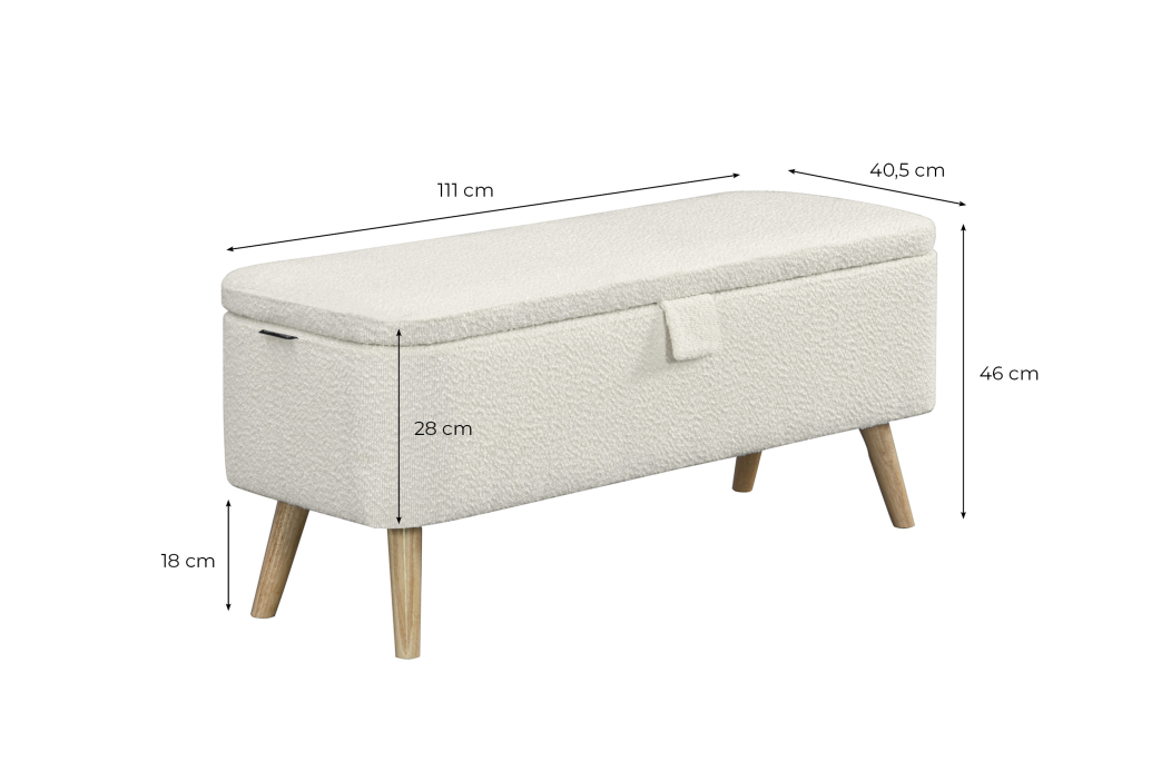 PACO - Bout de lit avec rangement en tissu bouclettes