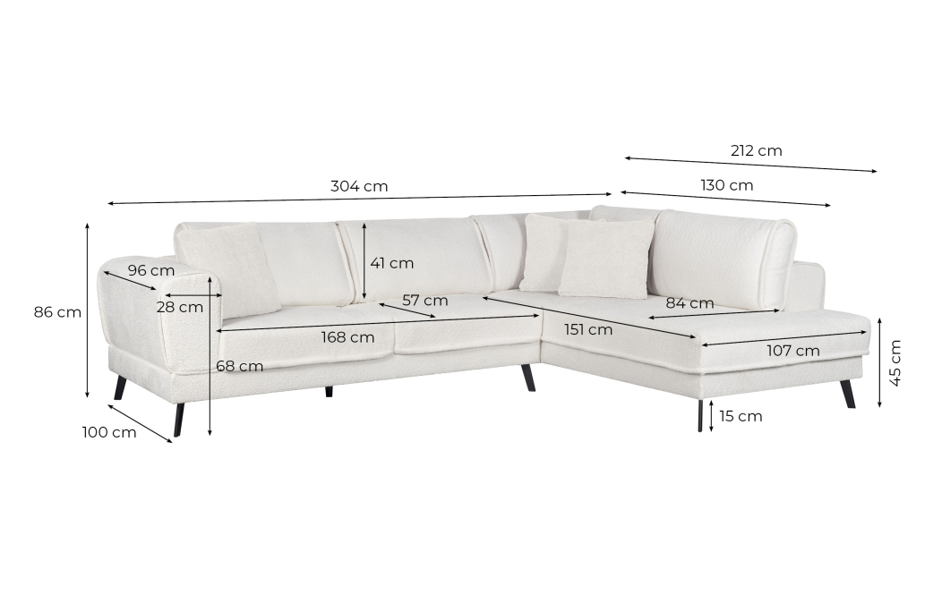 Canapé d'angle INDIA convertible 2 coffres en tissu bouclette