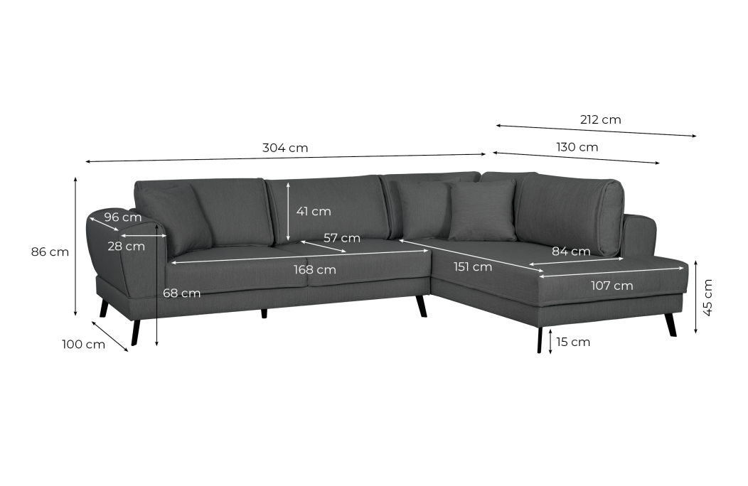 Canapé d'angle INDIA convertible 2 coffres en tissu