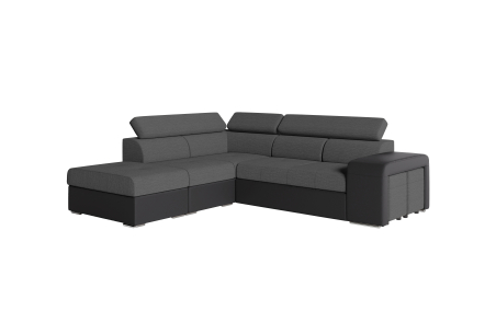 Canapé d'angle SOAN convertible en simili et tissu