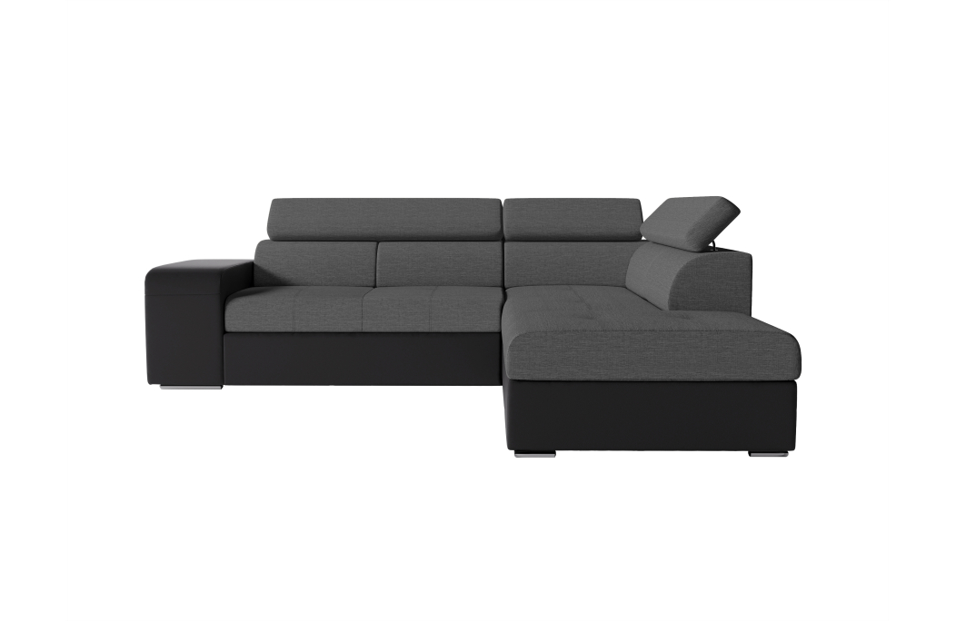 Canapé d'angle SOAN convertible en simili et tissu