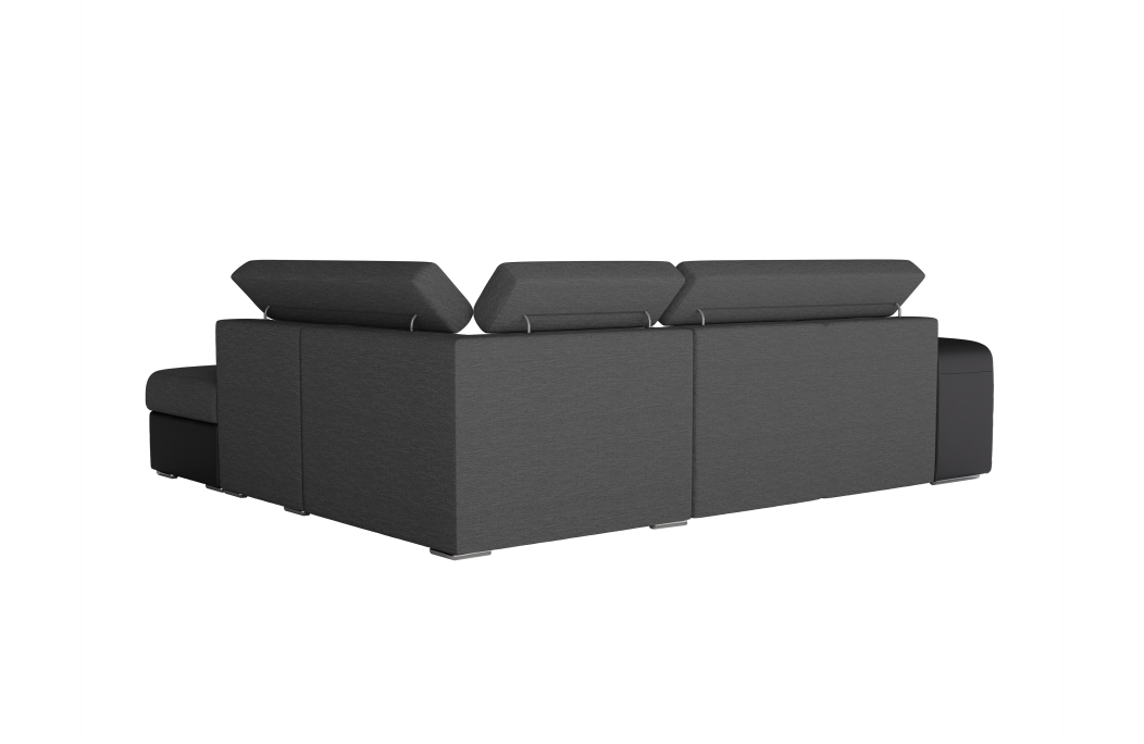 Canapé d'angle SOAN convertible en simili et tissu