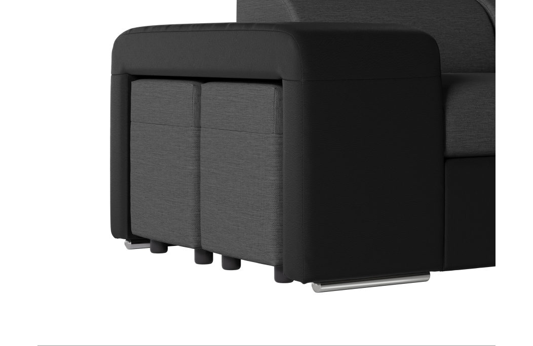 Canapé d'angle SOAN convertible en simili et tissu