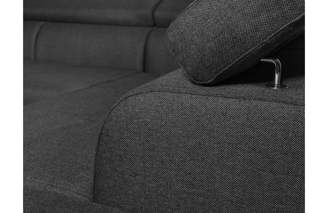 Canapé d'angle SOAN convertible en simili et tissu
