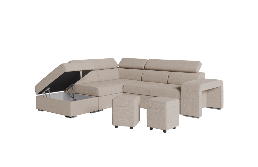 Canapé d'angle SOAN convertible en tissu