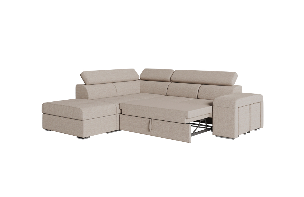 Canapé d'angle SOAN convertible en tissu