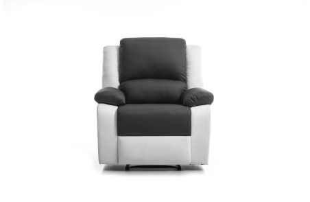RELAXXO - Fauteuil de relaxation en simili LEO - Blanc/Gris