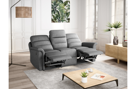 RELAXXO - Ensemble canapés relax manuels LÉON 3 + 2 places en tissu
