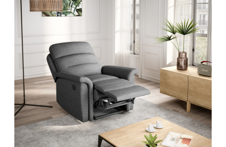 RELAXXO - Ensemble canapé relax manuel LÉON 2 places + fauteuil manuel en tissu