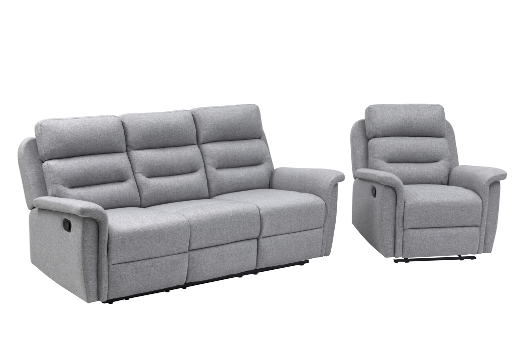 RELAXXO - Ensemble canapé relax manuel LÉON 3 places + fauteuil manuel en tissu