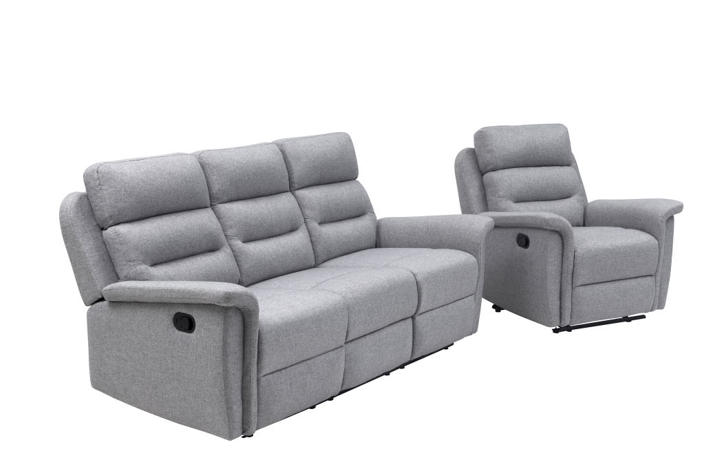 RELAXXO - Ensemble canapé relax manuel LÉON 3 places + fauteuil manuel en tissu