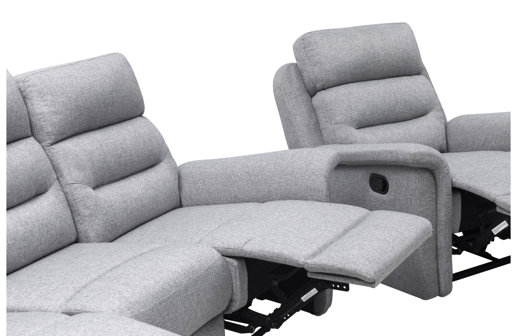 RELAXXO - Ensemble canapé relax manuel LÉON 3 places + fauteuil manuel en tissu