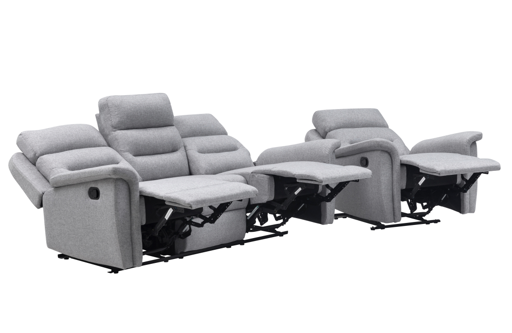 RELAXXO - Ensemble canapé relax manuel LÉON 3 places + fauteuil manuel en tissu